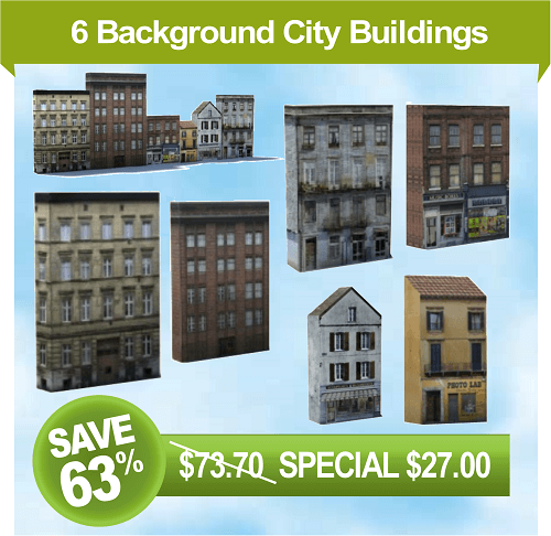 construct scale model background city buildings